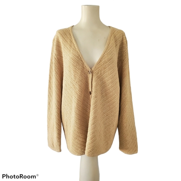 Kathy Levine By Request Gold Shimmer Cardigan - Picture 1 of 5